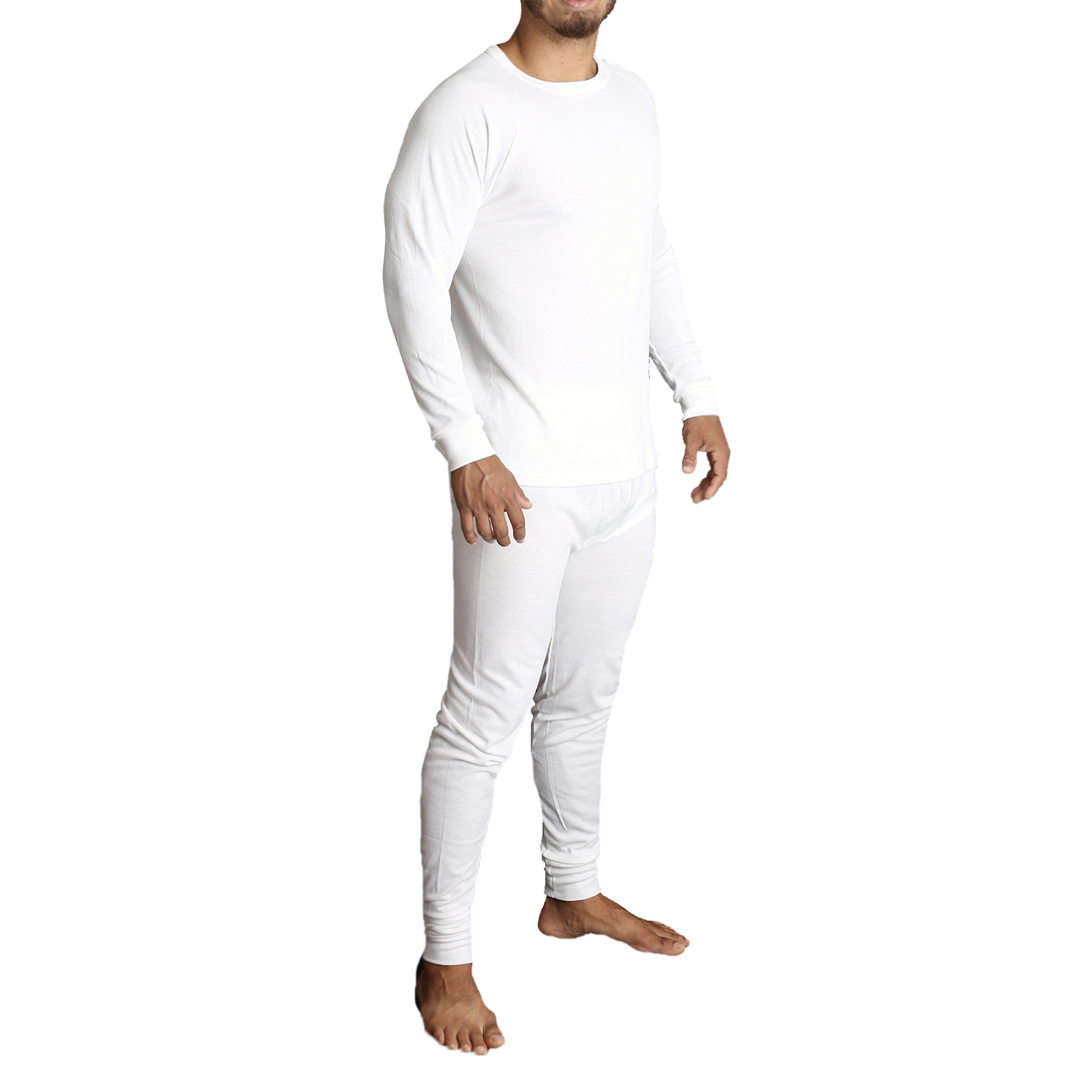 V563-BB-2PCMSET-BG-M-202503051811-00 2pcs Set Mens Merino Wool Blend Long Sleeve Thermal Top & Long Johns Pants Underwear - Beige - M - Image 1