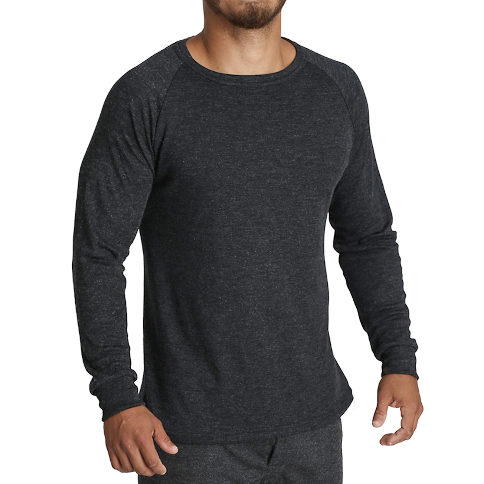 V563-BB-SI041-BK-S-202503051807-00 Mens Merino Wool Blend Long Sleeve Thermal Top Underwear Thermals Base Layer - Black - S - Image 1