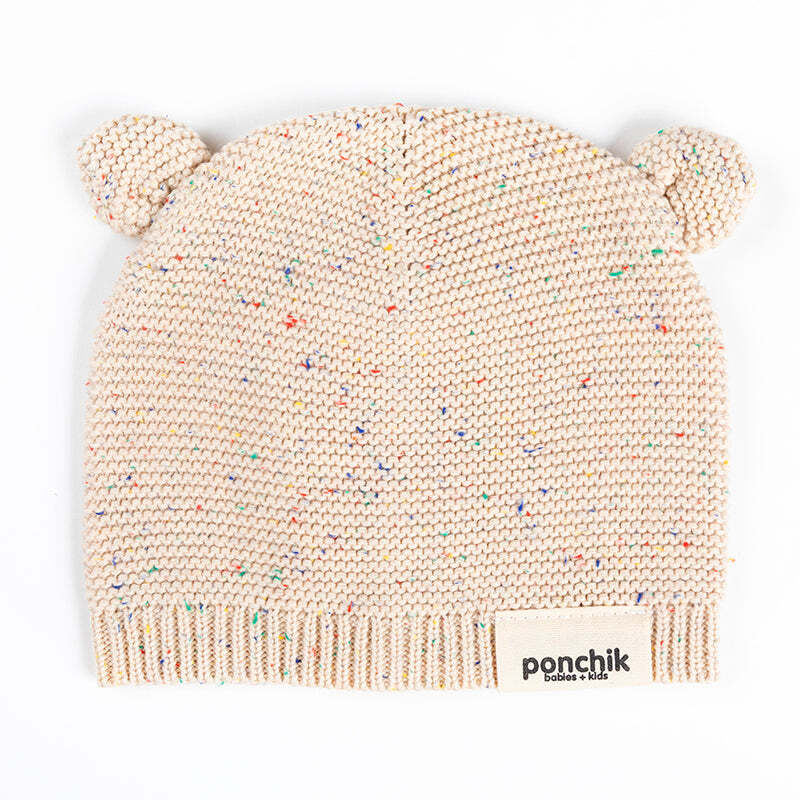 V563-BEARBEANIE-CARMEL-12_24M-202503052015-00 Ponchik Babies + Kids Bear Knitted Beanie Hat - Carmel - 12-24 Months - Image 1