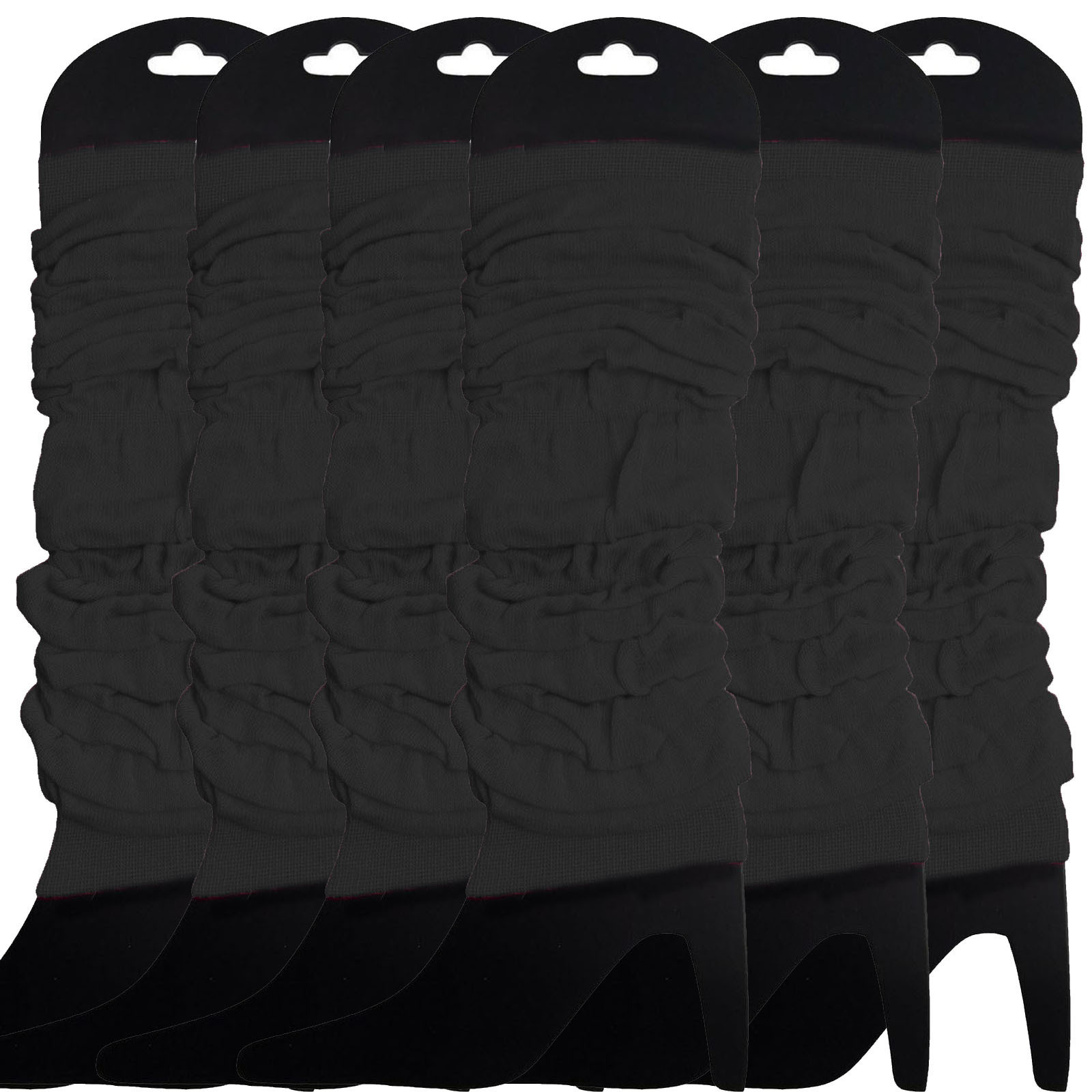 V563-BR-6NNLEGWRMR-BLK-202506190454-00 6x LEG WARMERS Knitted Womens Neon Party Knit Ankle Fluro Dance Costume 80s BULK - Black - Image 1