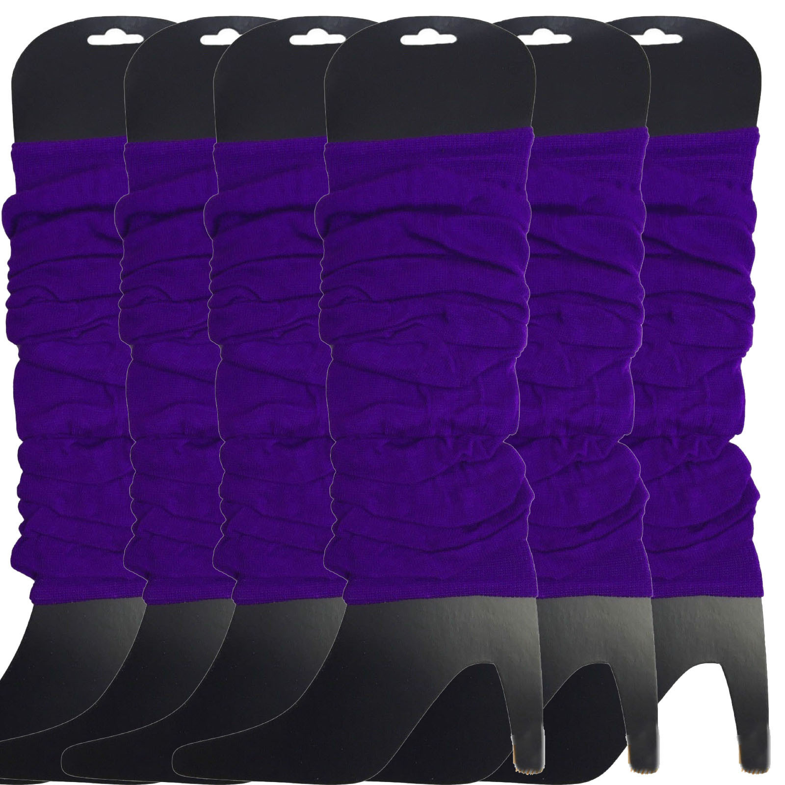 V563-BR-6NNLEGWRMR-PUR-202506190453-00 6x LEG WARMERS Knitted Womens Neon Party Knit Ankle Fluro Dance Costume 80s BULK - Purple - Image 1