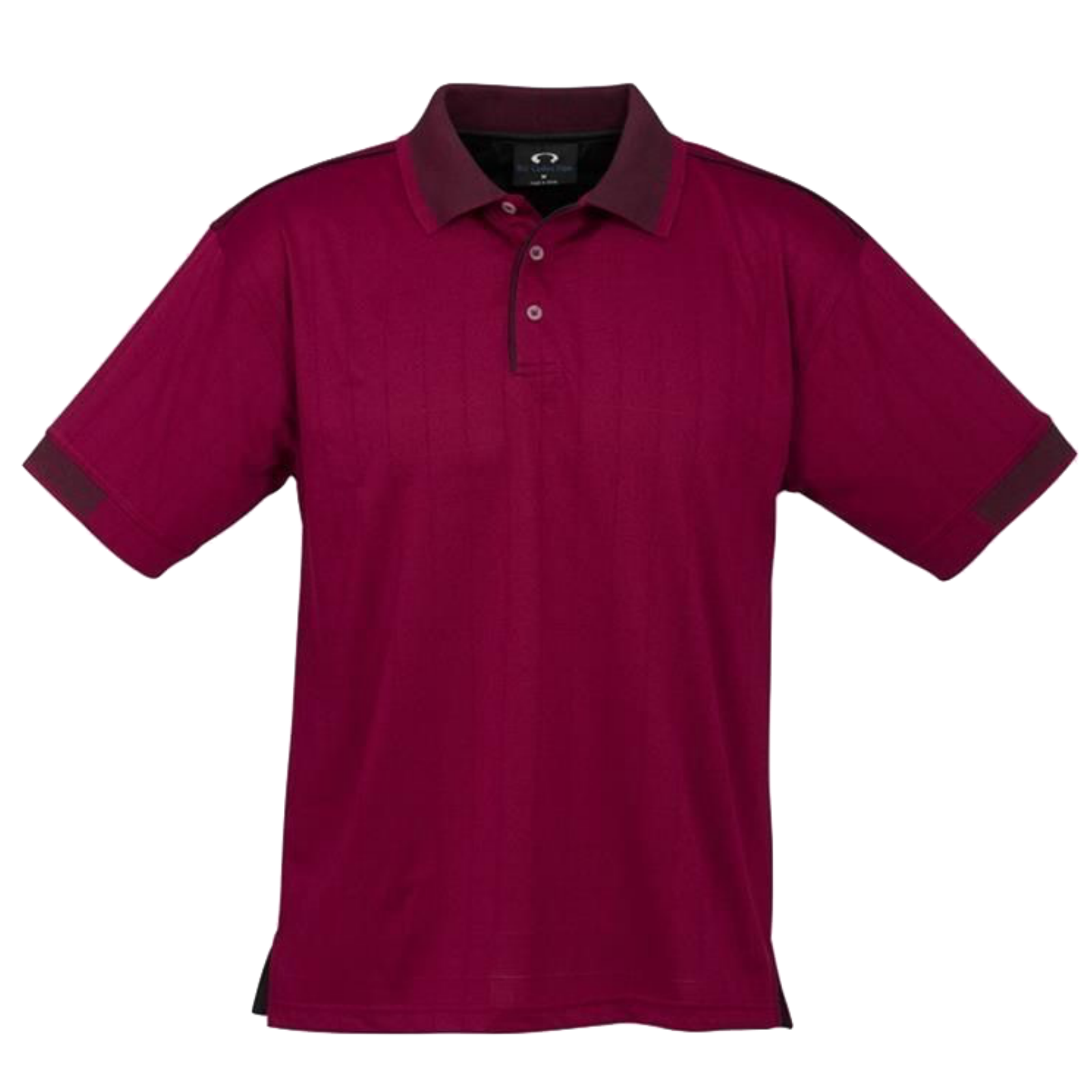 V563-BR-9100-MAROON_BLK-S-202503051525-00 Mens Polo Shirt Breathable Top T Shirt Casual Cotton Blend Cool Dry - Maroon/Black - S - Image 1