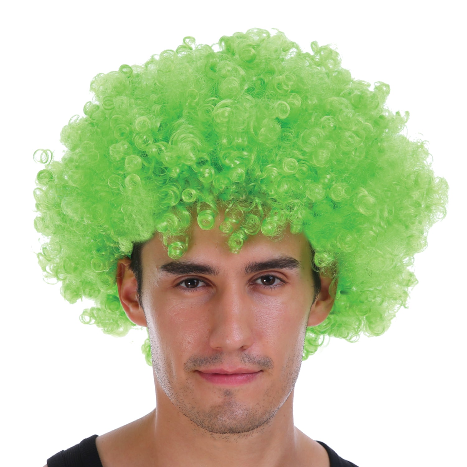 V563-BR-AFRO-GRN-184959-00 Mens DELUXE AFRO WIG Curly Hair Costume Party Fancy Disco 70s 80s Dress Up - Green - Image 1