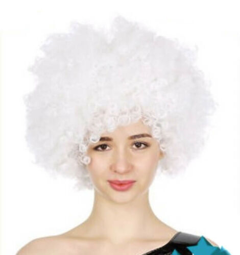 V563-BR-AFRO-WHITE-184979-00 Mens DELUXE AFRO WIG Curly Hair Costume Party Fancy Disco 70s 80s Dress Up - White - Image 1