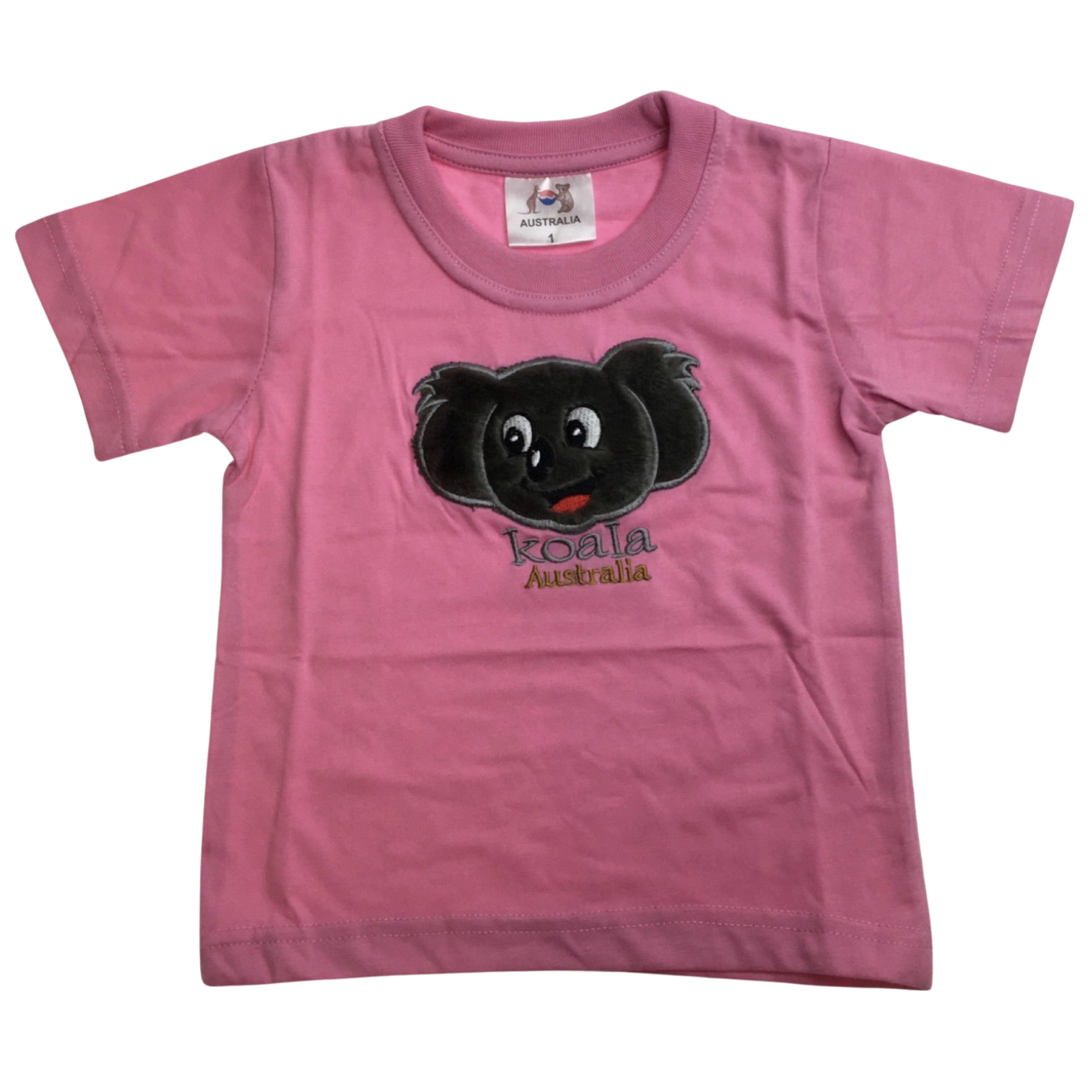 V563-BR-AUKOALASHIRT-LPNK-2-202503051452-00 Kids KOALA AUSTRALIA T Shirt Tee Souvenir Gift Childrens Child 100% Cotton Top - Light Pink - 2 - Image 1