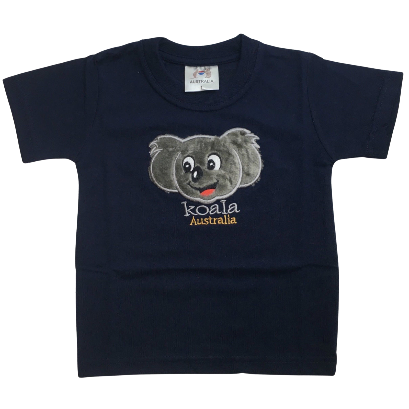 V563-BR-AUKOALASHIRT-NVY-6-202503051452-00 Kids KOALA AUSTRALIA T Shirt Tee Souvenir Gift Childrens Child 100% Cotton Top - Navy - 6 - Image 1