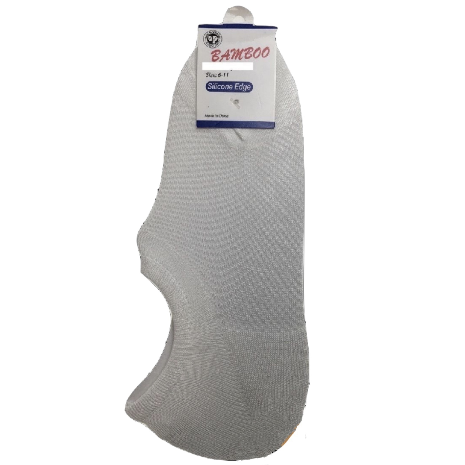 V563-BR-BBOOSOCK-WHT-11-14-202503051510-00 1 Pair NO SHOW BAMBOO SOCKS Non Slip Heel Grip Low Cut Invisible Footlet - White - 11-14 - Image 1