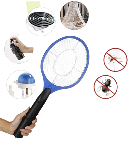 V563-BR-BUGZAPRRKT-205128-00 BUG ZAPPER RACKET Fly Mosquito Pest Swatter Net Racquet Electric Insect Killer - Image 1