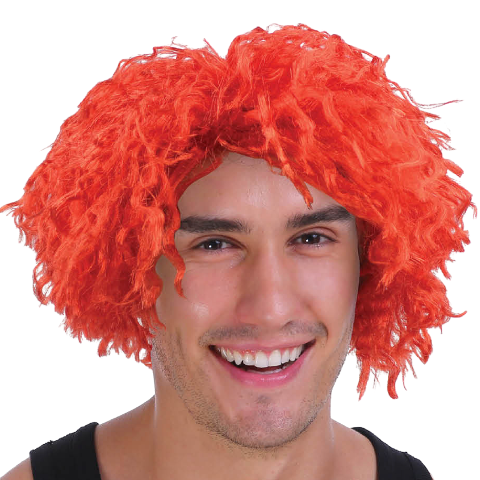 V563-BR-CRZWIG-ORG-185652-00 CRAZY WIG Afro Style Costume Party Fancy Dress Curly Hair 70s 80s Rock Punk - Orange - Image 1