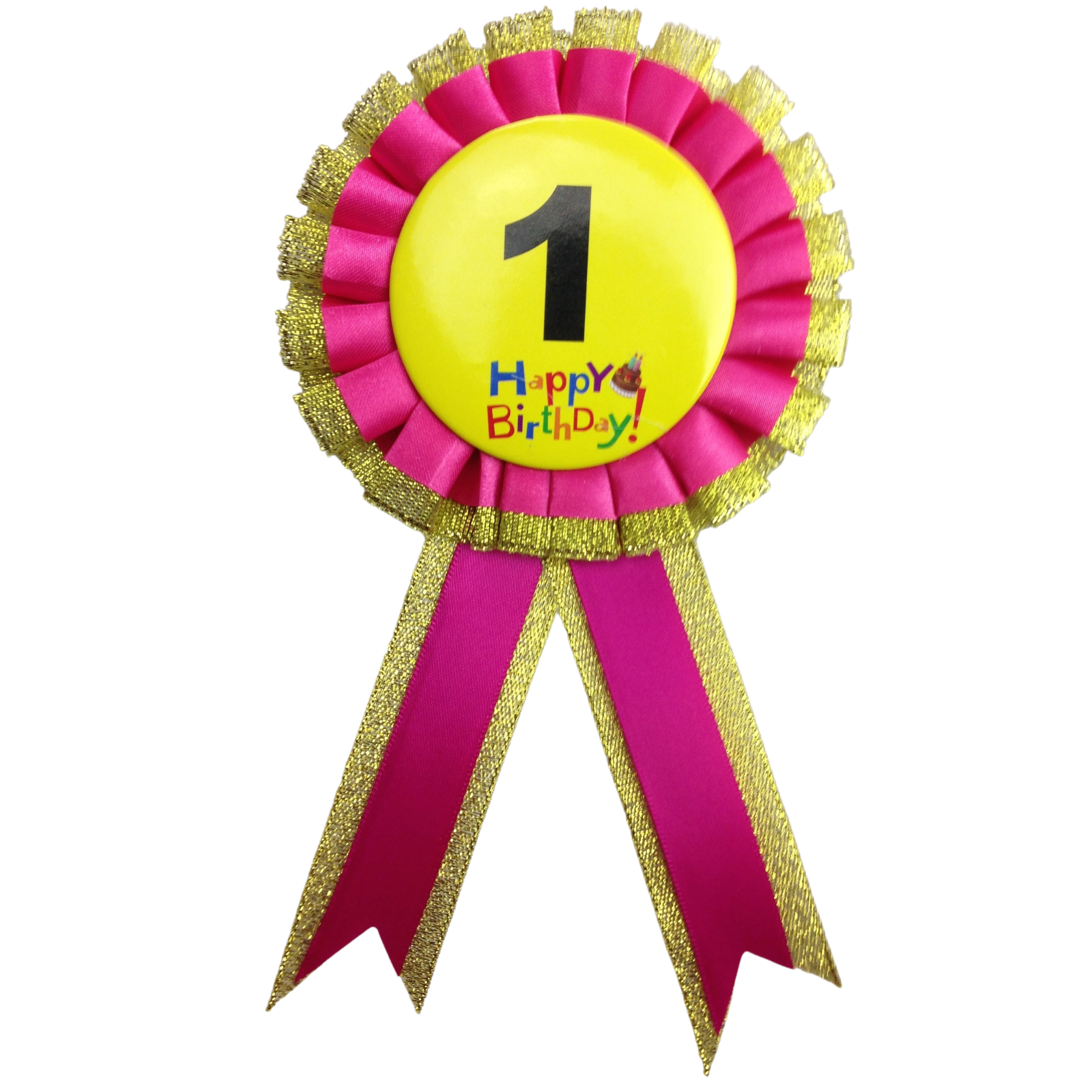 V563-BR-FANCYDRESBADGE-1PNK-202503051615-00 BIRTHDAY BADGE Party Favour Award Rosette Fancy Dress Girls Boys Childrens Kids - - Image 1