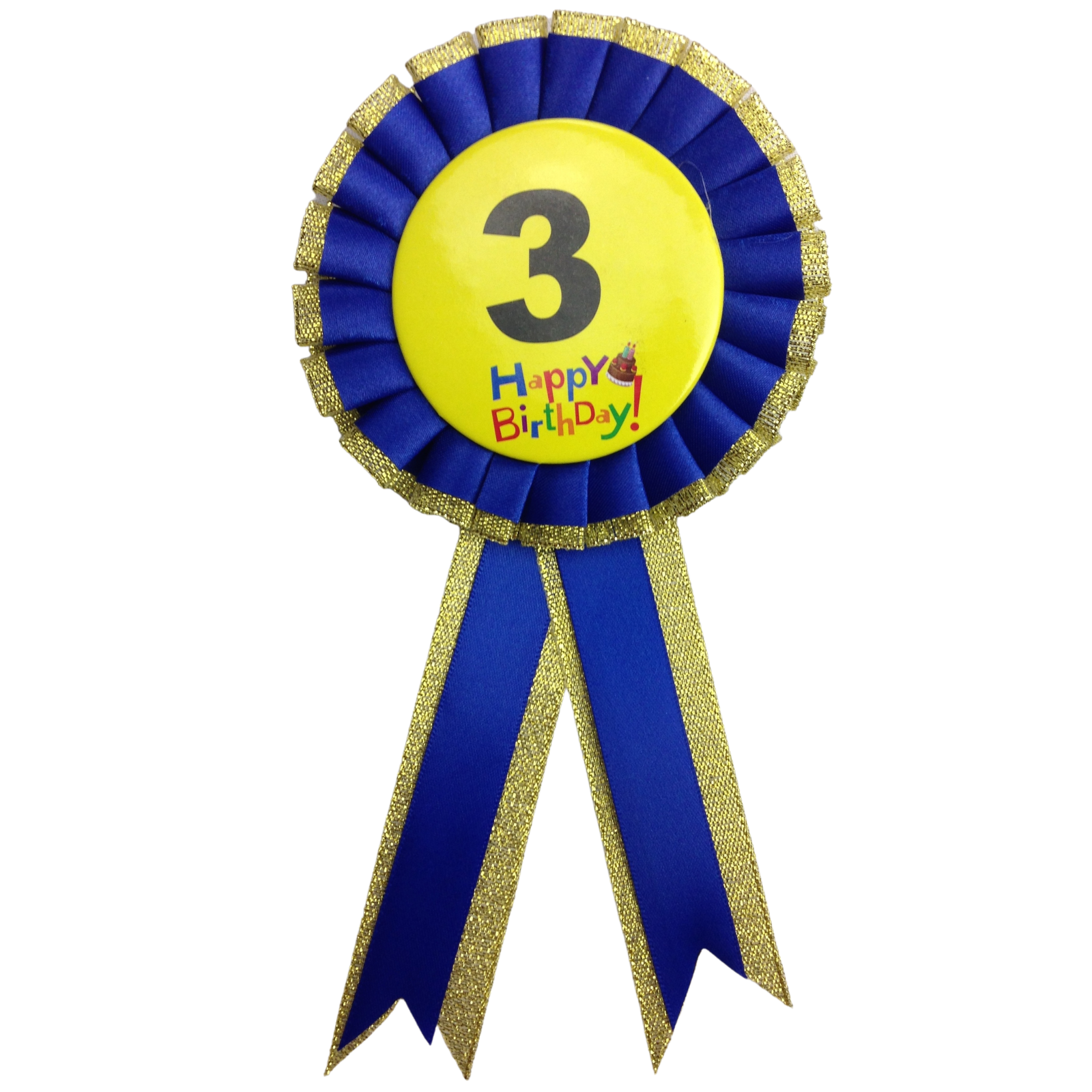 V563-BR-FANCYDRESBADGE-3BLU-202503051625-00 BIRTHDAY BADGE Party Favour Award Rosette Fancy Dress Girls Boys Childrens Kids - - Image 1