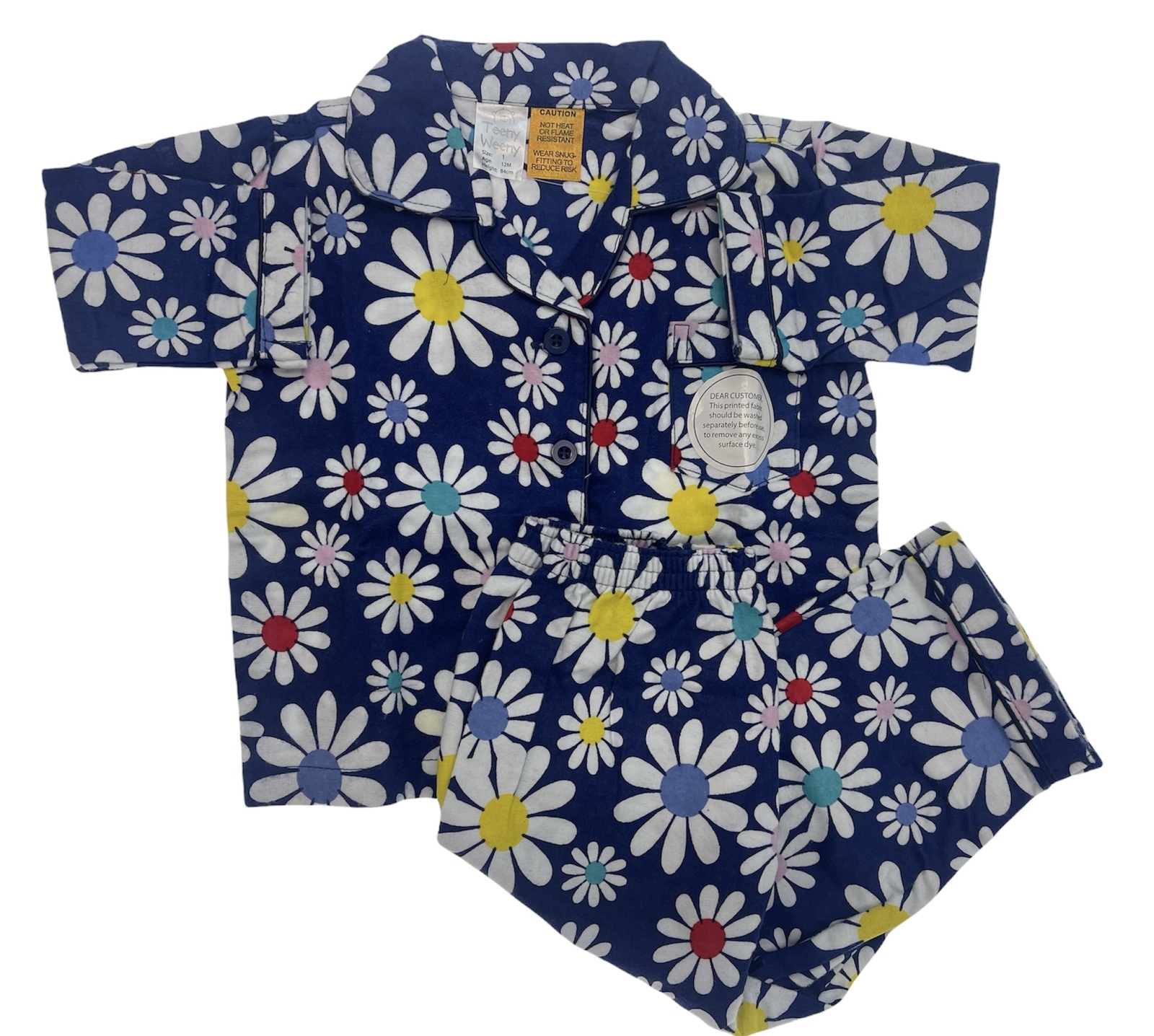 V563-BR-KFLANPJ-DAISYB-0-202503051720-00 KIDS FLANNELETTE PYJAMAS PJs Boys Girls Flannel Pajamas Pyjama Winter Set PJ - Daisy Brights - 0 - Image 1