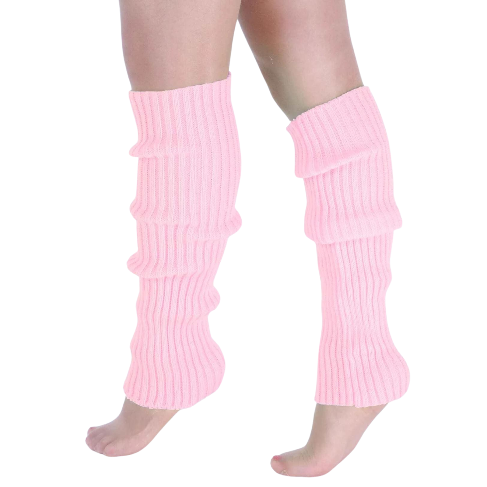V563-BR-LEGW-LTPNK-202503052230-00 Pair of Womens Leg Warmers Disco Winter Knit Dance Party Crochet Legging Socks Costume - Light Pink - Image 1