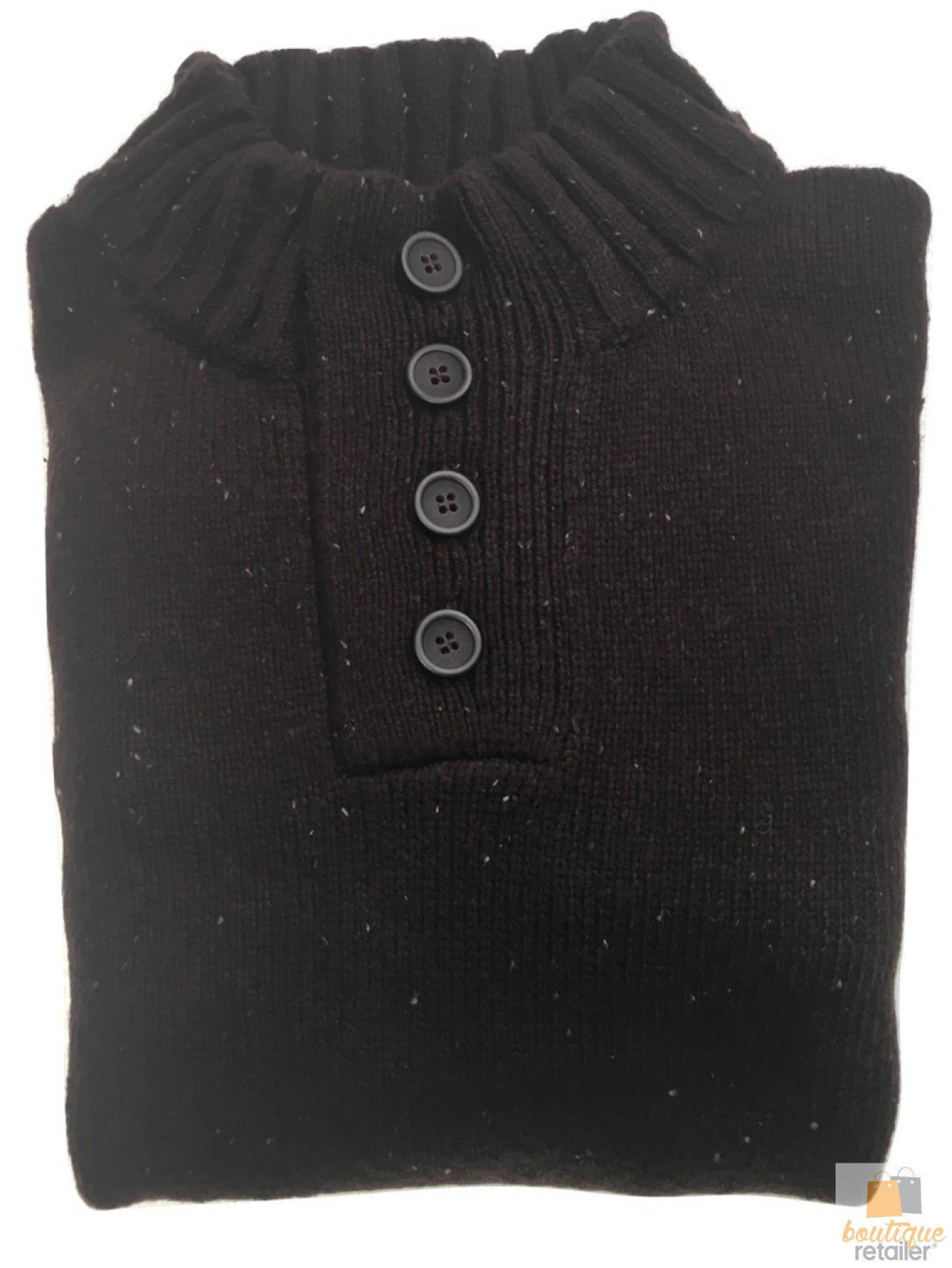 V563-BR-MNJMPR-MULBRY94-L-202503051735-00 Mens Knit Jumper Pullover Sweater Knitted Casual Stretch Warm Winter - 4 Button Mulberry 94 (KW16) - L - Image 1
