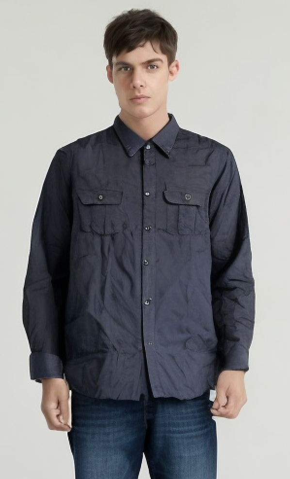 V563-BR-MPSLSLEV-L-ANTHCE-202503051736-00 Mens Plain Slim 100% Cotton Long Sleeve Shirt Button Up Stylish Business Casual - Anthracite - L - Image 1