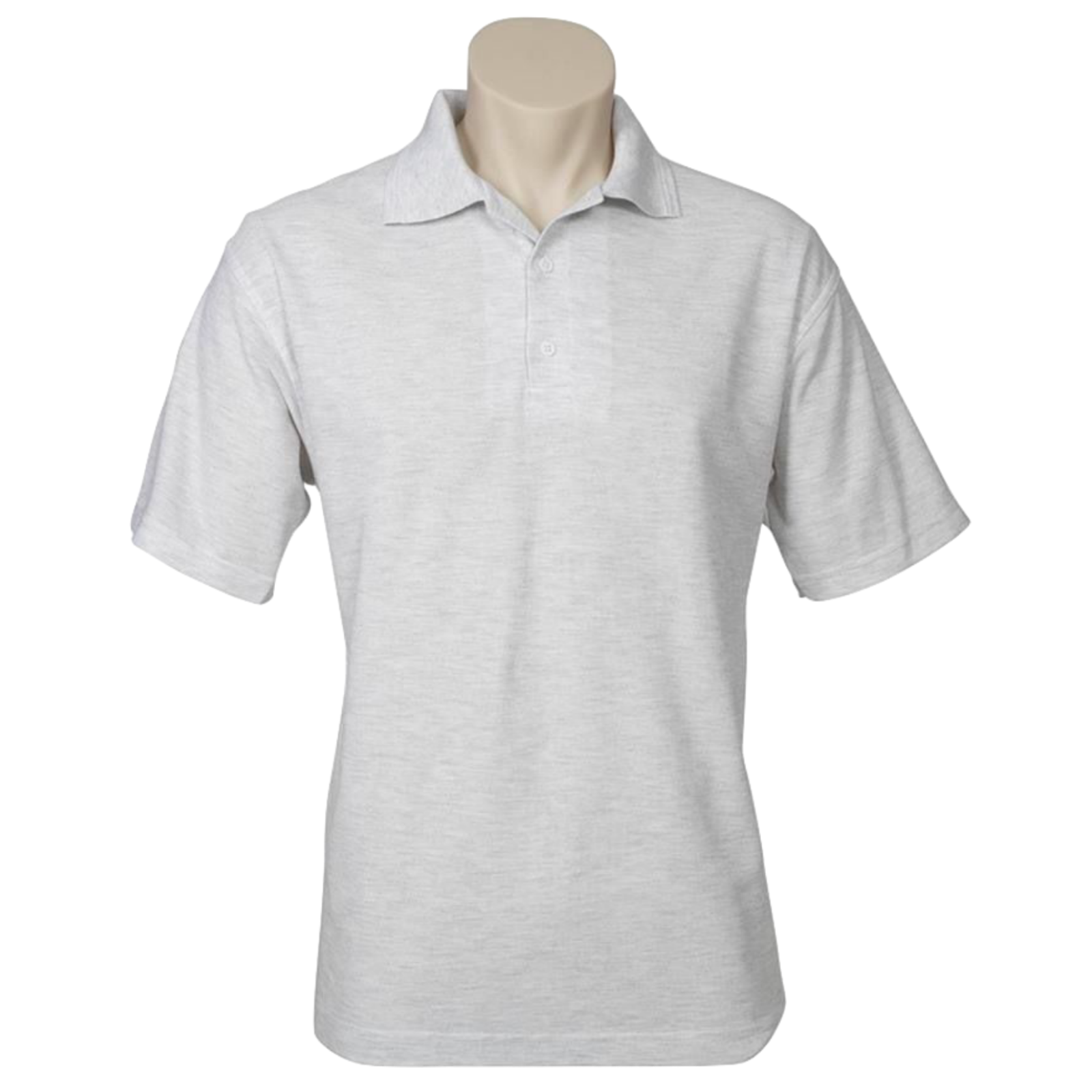 V563-BR-PSHRT-SNWMARLE_GRY-XL-202503051745-00 Mens Polo Top Shirt Plain Casual Short Sleeve Pique Knit Basic UPF Rated T-Shirt - Snow Marle (Grey) - XL - Image 1