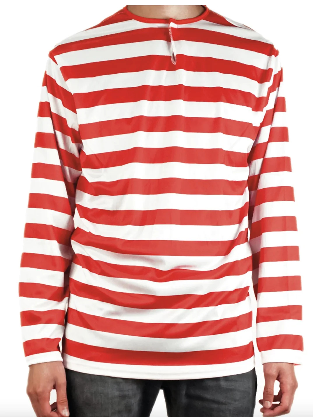 V563-BR-RWTSHRT-L-202503051505-00 ADULTS Book Week Red and White Striped Top Shirt Costume Party Dress Up - Large - Image 1
