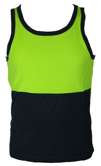 V563-BR-SINGLET-LME-L-202503051631-00 Hi Vis SINGLET Work Wear Safety Tank Top Fluro Micro Mesh UPF50+ High Visibility - Lime - Large - Image 1