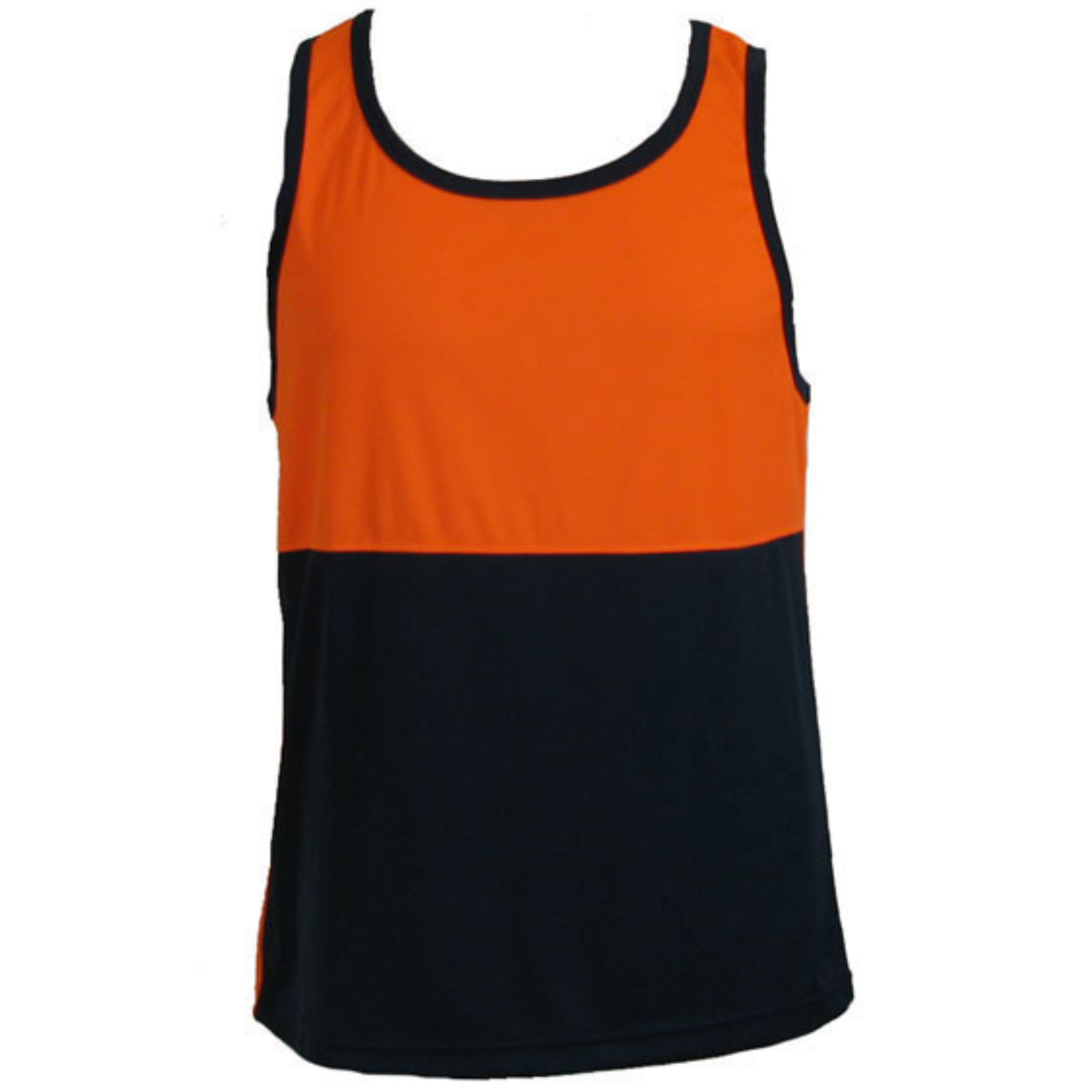 V563-BR-SINGLET-ORNG-M-202503051631-00 Hi Vis SINGLET Work Wear Safety Tank Top Fluro Micro Mesh UPF50+ High Visibility - Orange - Medium - Image 1