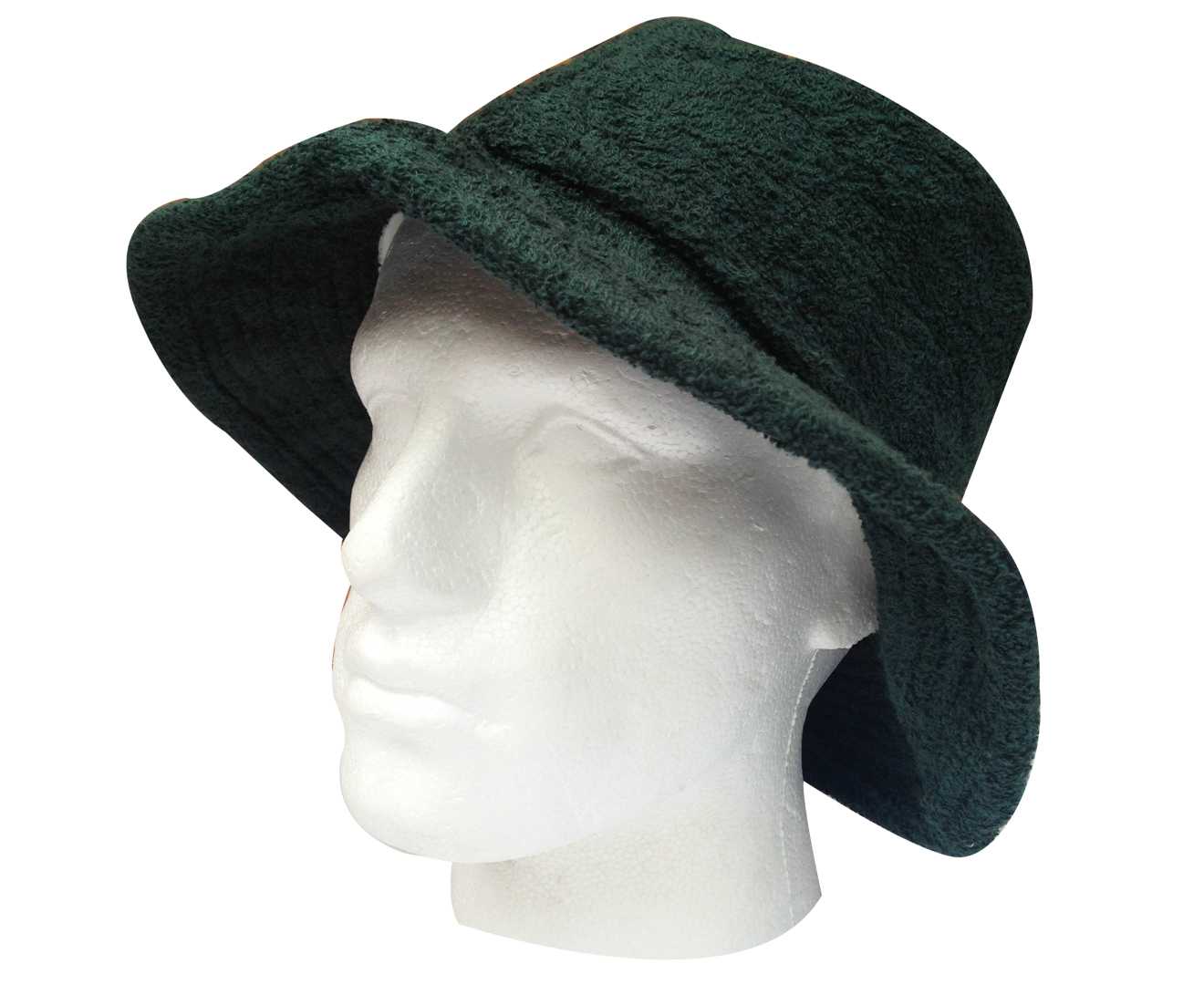 V563-BR-TTOWBUCKHAT-BTLGRN-XL-202503051652-00 Terry Towelling BUCKET HAT Daggy Fishing Camping Lad Cap Retro 100% COTTON - Bottle Green - X-Large - Image 1