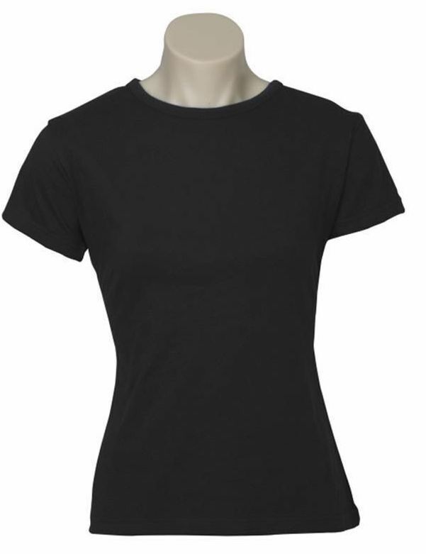 V563-BR-WSPSHRT-12-BLK-202503051721-00 Womens Plain Ladies T SHIRT 100% COTTON Basic Tee Casual Top Size 6-24 T-Shirt - Black - 12 - Image 1