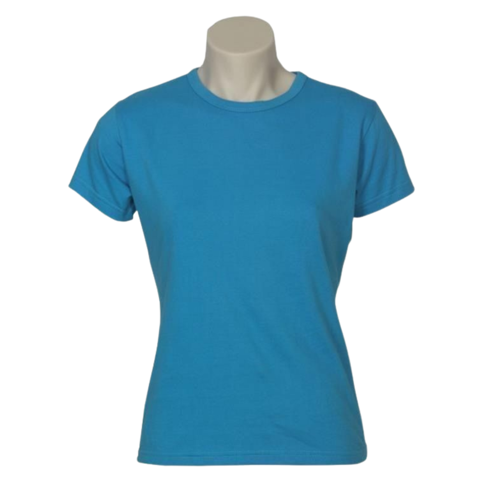 V563-BR-WSPSHRT-12-CBLUE-202503051721-00 Womens Plain Ladies T SHIRT 100% COTTON Basic Tee Casual Top Size 6-24 T-Shirt - Cyan Blue - 12 - Image 1