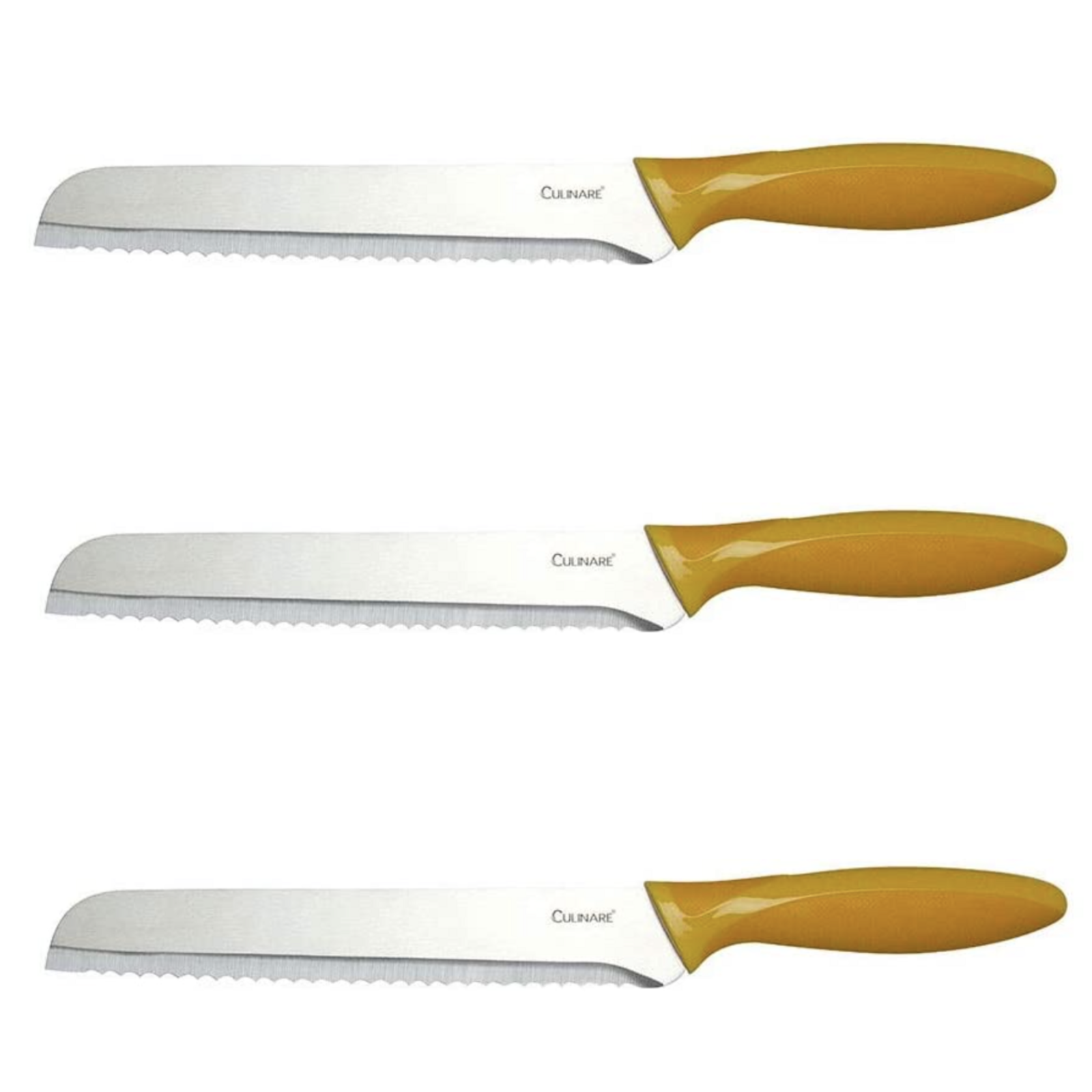 V563-C33015-BREAD-3PC-205001-00 3Pc Set 20.5cm Culinare Bread Knife Stainless Steel Kitchen Chef with Cover - Image 1