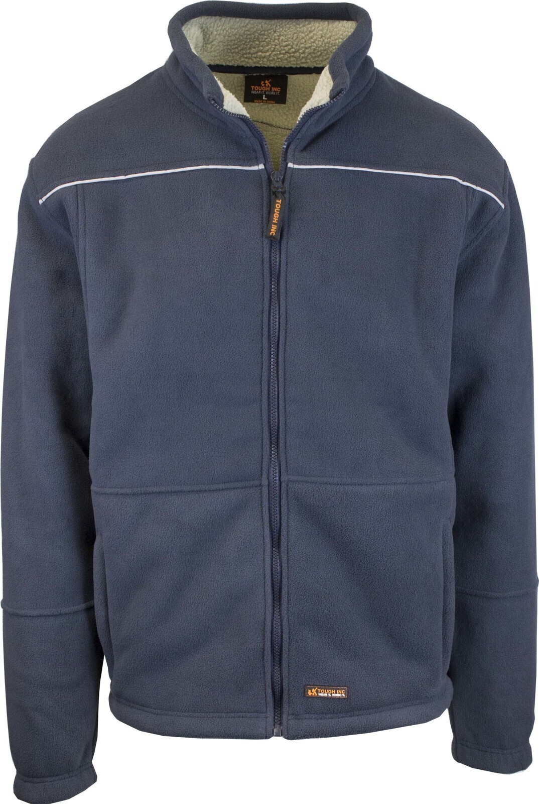 V563-CJ35-NVY-3XL-202503051958-00 Mens Full Zip Sherpa Polar Fleece Jumper Lined Warm Winter Jacket Pullover - 3XL - Image 1