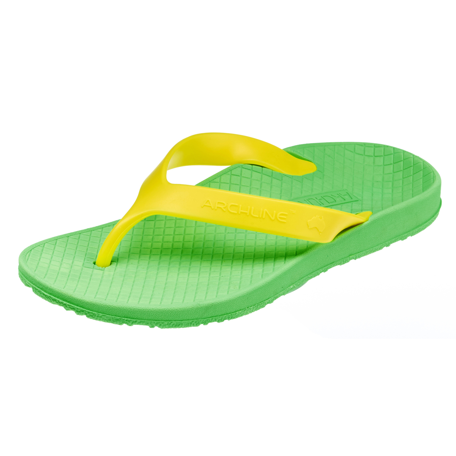 V563-CLRNC-THNGS-GRN-GD-35-202503051545-00 ARCHLINE Flip Flops Orthotic Thongs Arch Support Shoes Footwear - Green/Gold - EUR 35 - Image 1