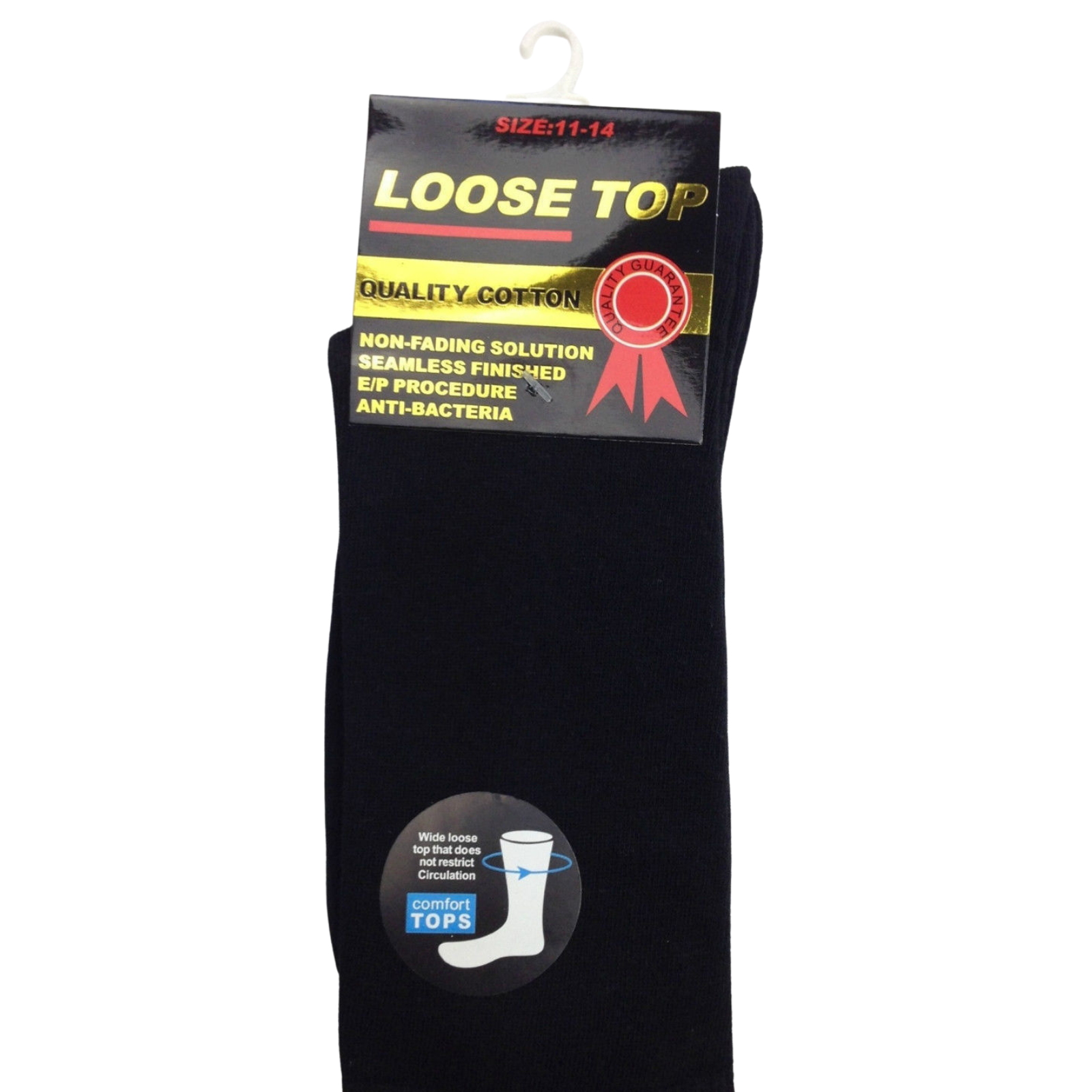 V563-COTTONLTSOX-BLK2-8-202503030931-00 1x Pair COTTON Rich LOOSE TOP SOCKS Dress Medical Circulation Diabetic Comfort - - - Image 1