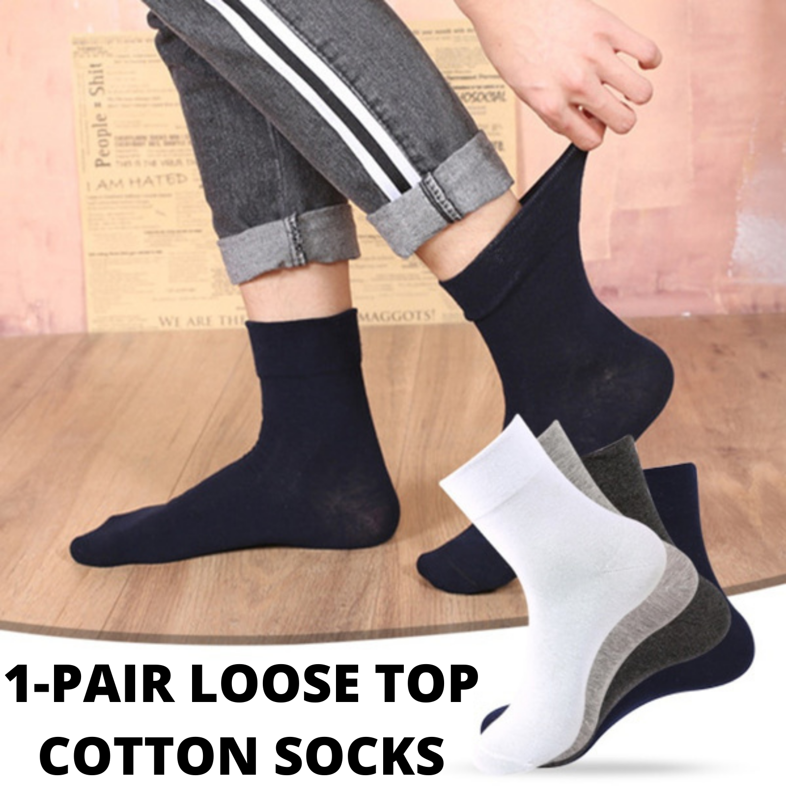 V563-COTTONLTSOX-CHRCL2-8-202503030931-00 1x Pair COTTON Rich LOOSE TOP SOCKS Dress Medical Circulation Diabetic Comfort - - - Image 1