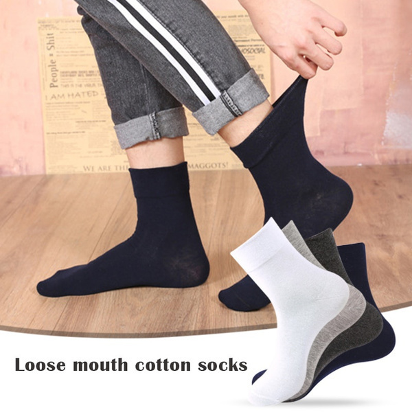 V563-COTTONLTSOX-NVY11-14-202503030931-00 1x Pair COTTON Rich LOOSE TOP SOCKS Dress Medical Circulation Diabetic Comfort - - - Image 1