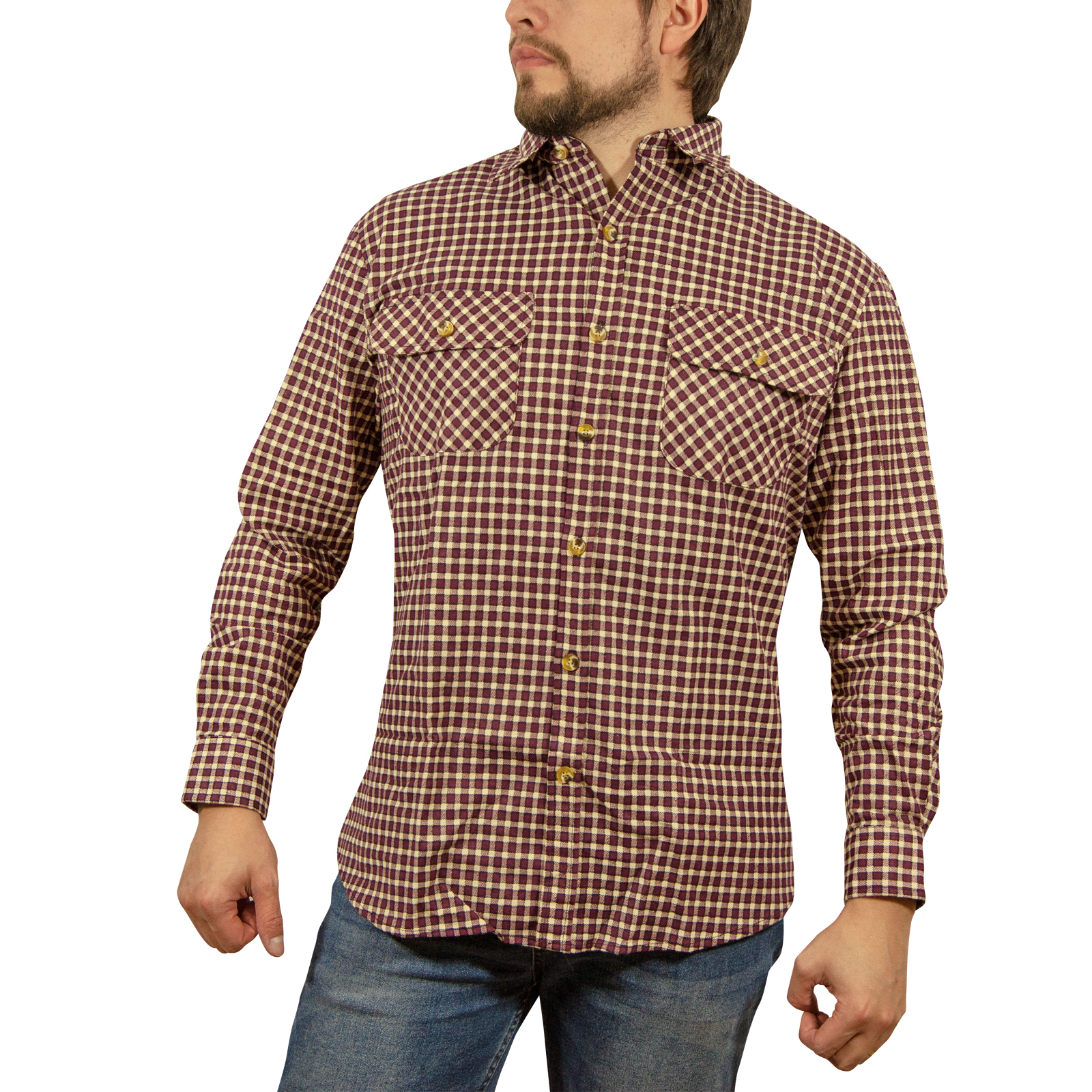 V563-FLSHT2015-FP97-S-202503051659-00 Mens FLANNELETTE SHIRT Check 100% COTTON Flannel Vintage Long Sleeve - 97 (Full Placket) - S - Image 1