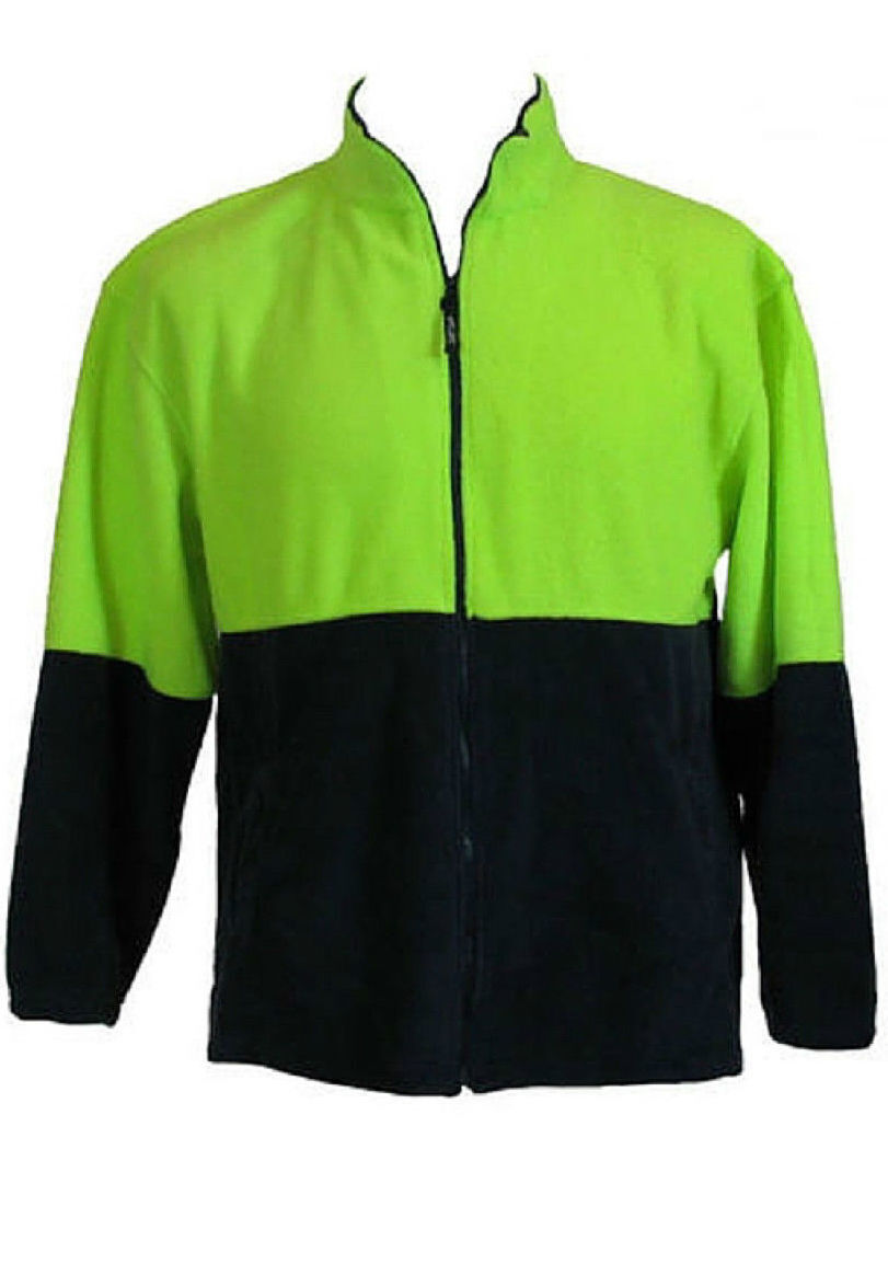 V563-HIVIS-FZWB-YLW-4XL-202503051806-00 HI VIS POLAR FLEECE Jumper Full Zip Safety Workwear Fleecy Jacket Unisex - Yellow - 4XL - Image 1