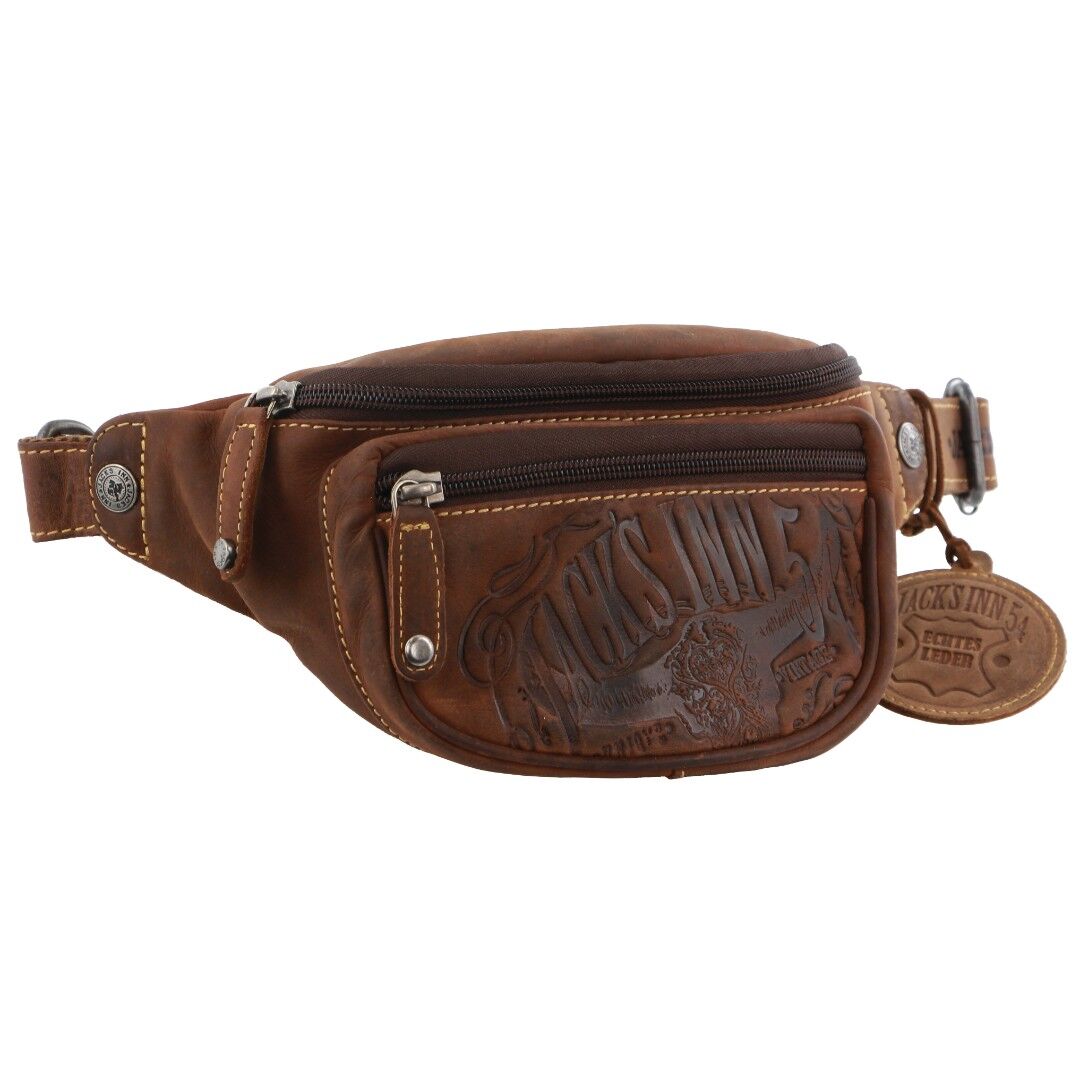 V563-JACK-17-COGN-202503061025-00 Jack's Inn Mudslide Brown Crazy Horse Leather Bumbag Waist Belt Bag Pouch in Cognac - Image 1