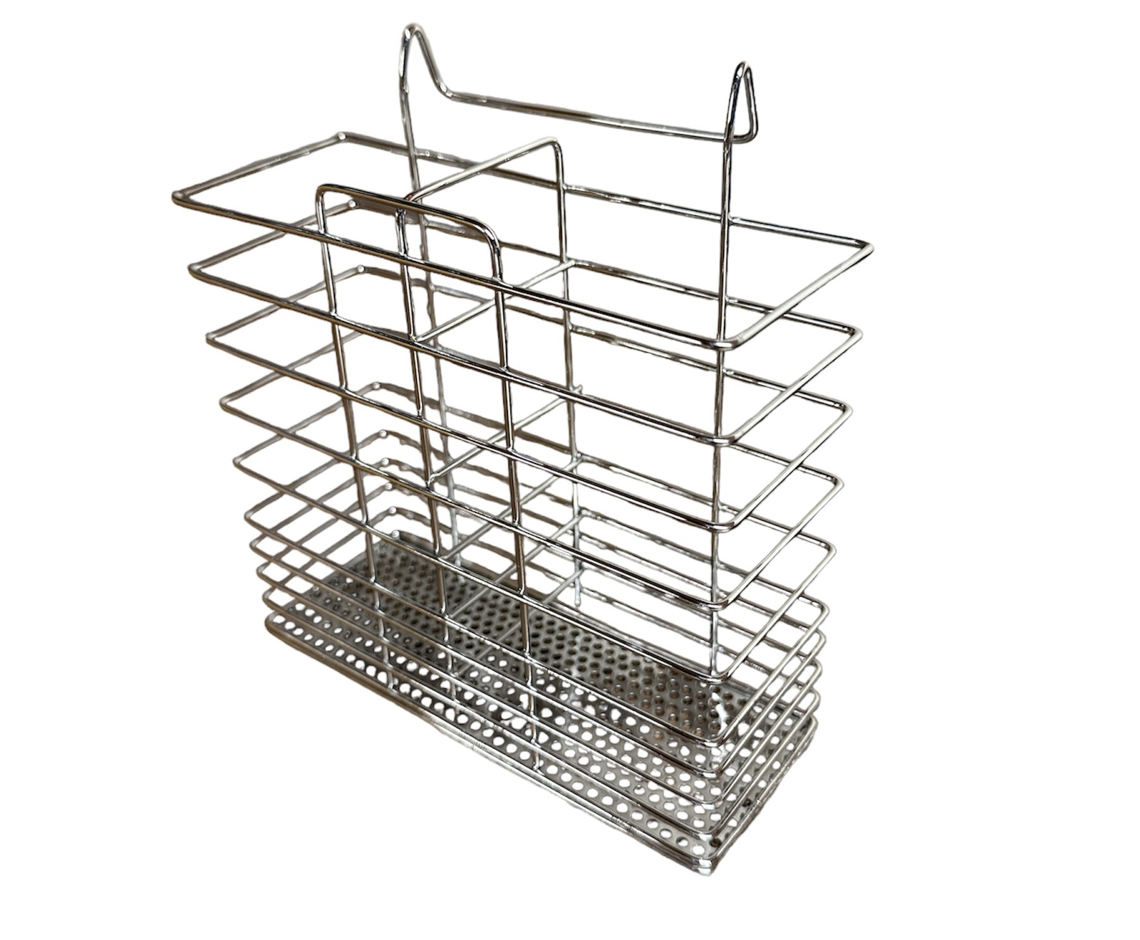 V563-KD13866-202507251145-00 Stainless Steel Cutlery Basket Holder Drying Rack - Chrome - Image 1