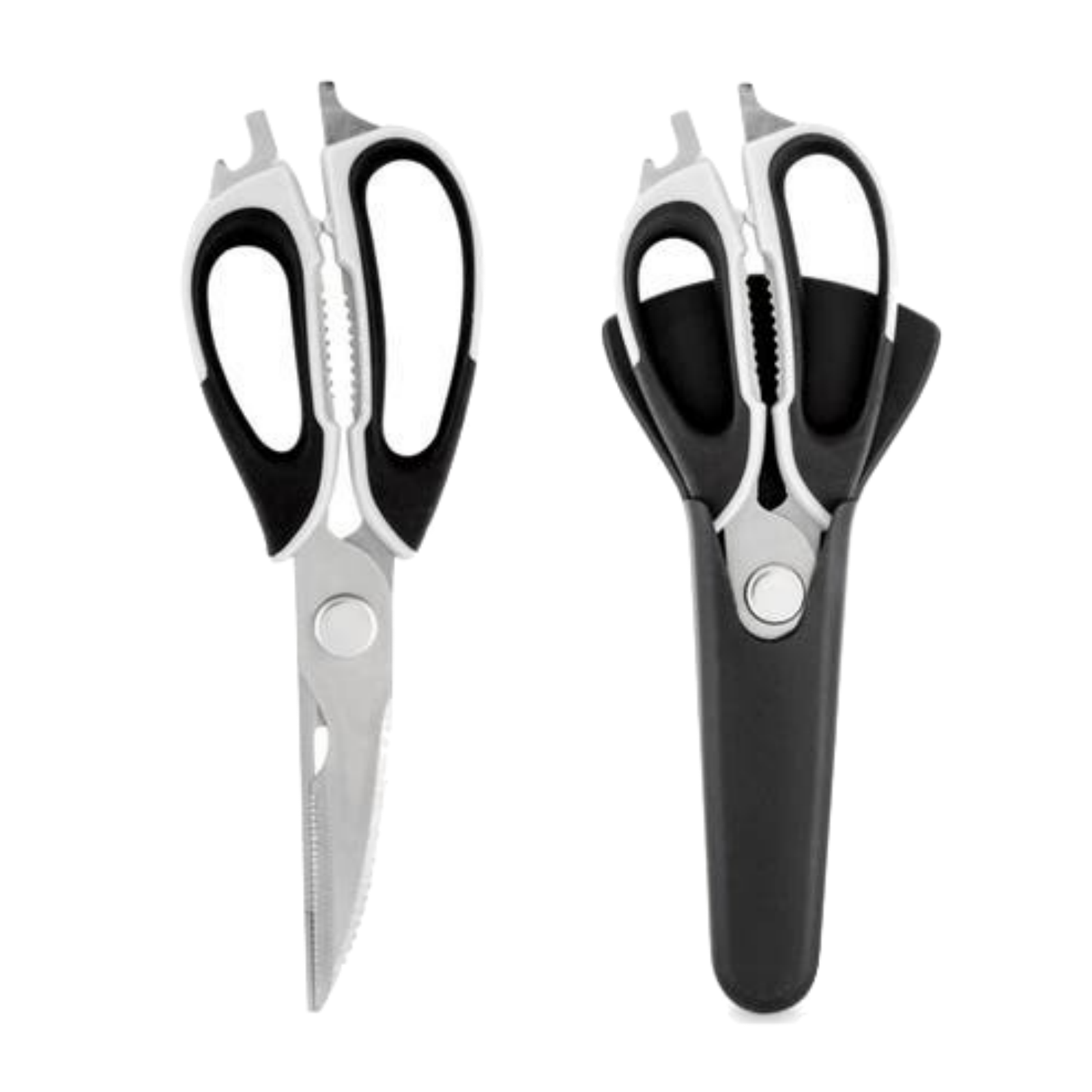 V563-KU0107-167459-00 7 in 1 Multi Purpose Kitchen Super Scissors w/ Magnetic Case for Meat Nuts - Image 1