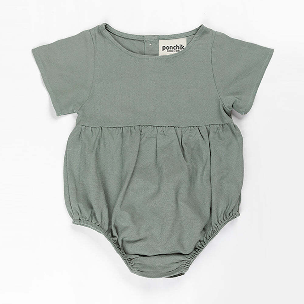 V563-LINROMPER-ARTGRN-2YO-150147-00 Ponchik Babies + Kids - Linen Romper - Artichoke Green - Size 2y Only - Image 1