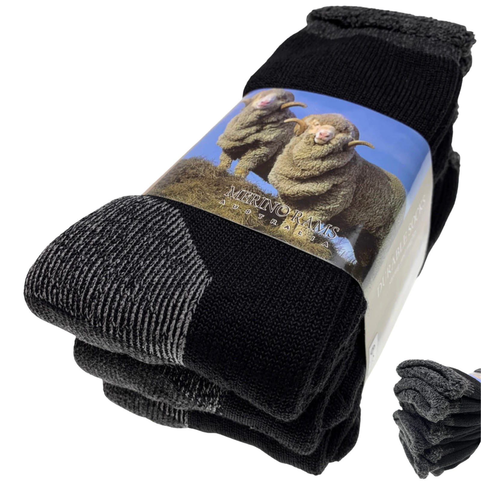 V563-MERINOSOCKS-11_14-1PK-202503051520-00 3 Pairs Heavy Duty Merino Wool Work Socks Extra Thick Cushion (Size 11-14) - Image 1