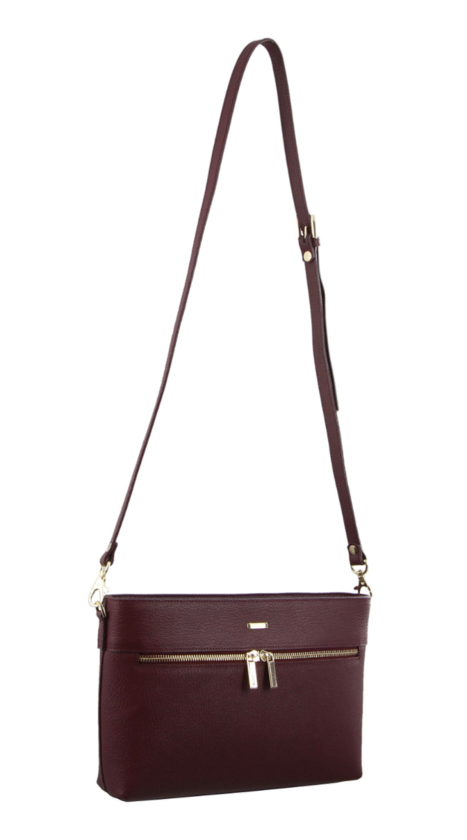 V563-MO-3028-WINE-173299-00 Morrissey Italian Structured Leather Cross Body Handbag (MO3028) Bag - Wine - Image 1