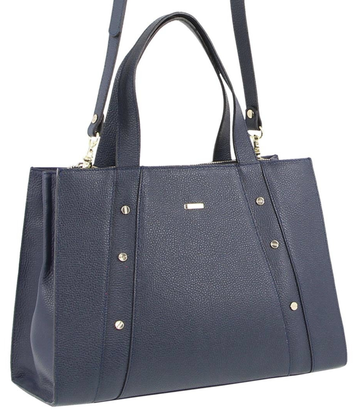 V563-MO3161-NAVY-173288-00 Morrissey Italian Womens Structured Leather Bag Tote Handbag Messenger - Navy - Image 1