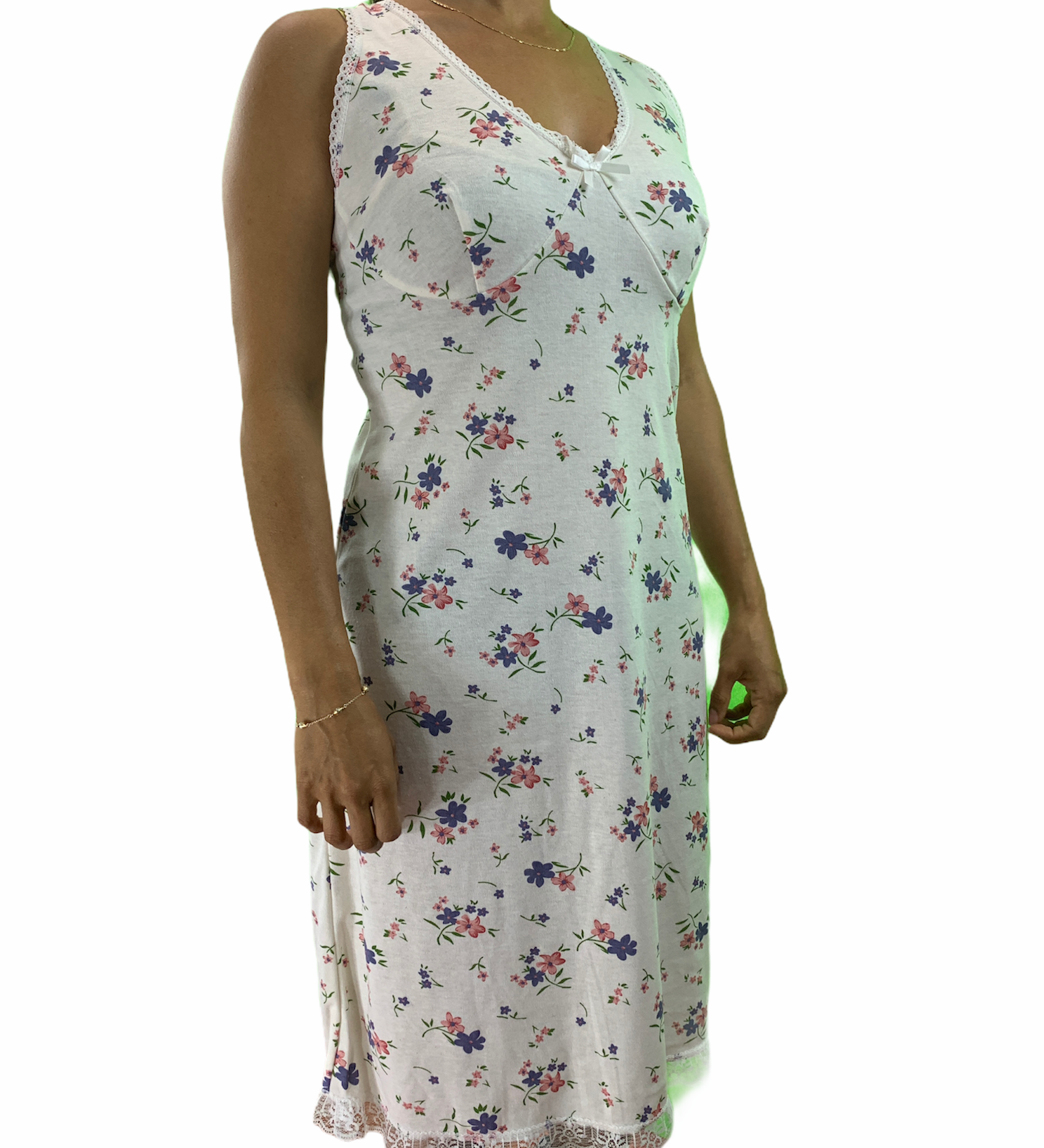 V563-NI-007-PINK-16-202503051930-00 Womens Ladies Cotton Nightie Night Gown Slip Petticoat PJs Sleepwear Dress - Pink - 16 - Image 1