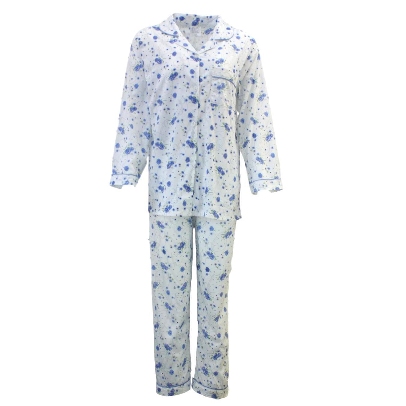 V563-NI-031-BLUE-16-202503051846-00 Womens PYJAMAS PJs Set Pajamas Ladies Cotton PJ Womens Long Sleeve Sleepwear - Blue - 16 - Image 1
