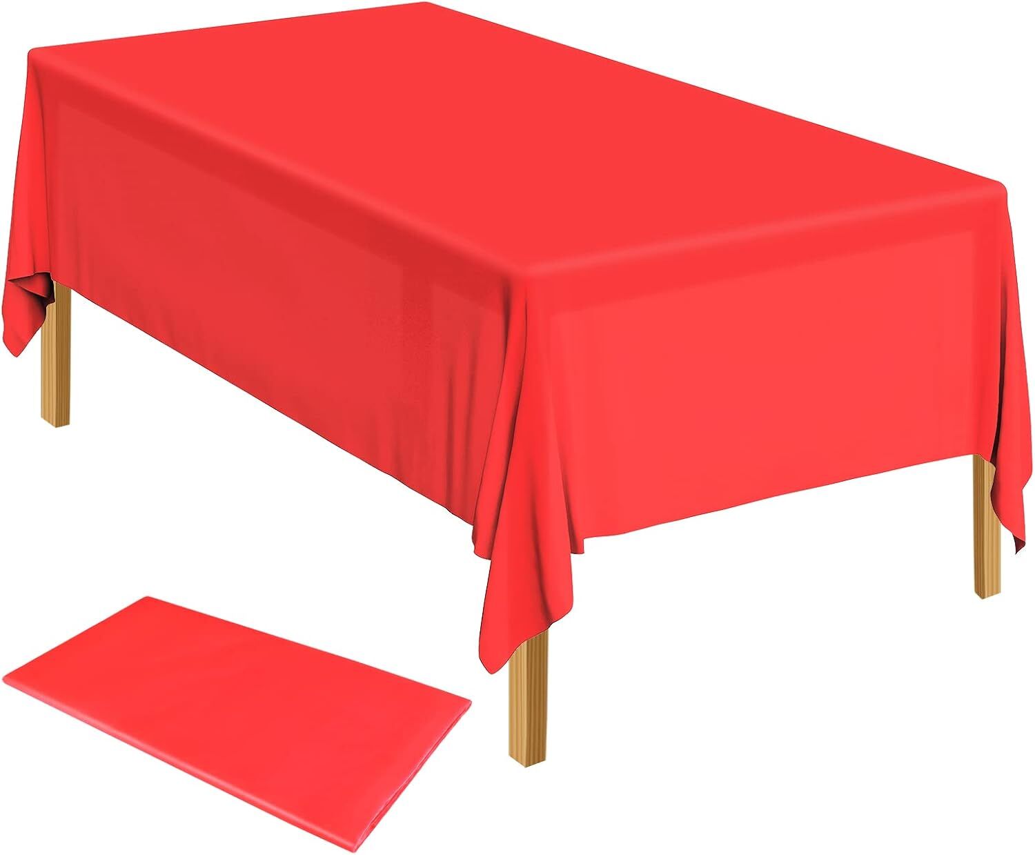 V563-PA049-RED-218189-00 Table Cloth Cover Reusable & Washable Xmas Party 137cm x 274cm (54"x108") in Red - Image 1