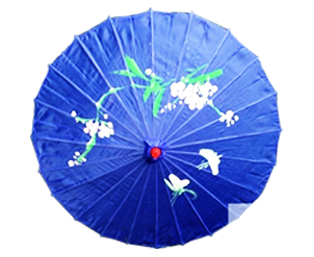 V563-PARASOLUMB-BLU-202503051630-00 PARASOL UMBRELLA Chinese Japanese Bamboo Flower Pattern Fabric 80cm Diameter - Blue - Image 1