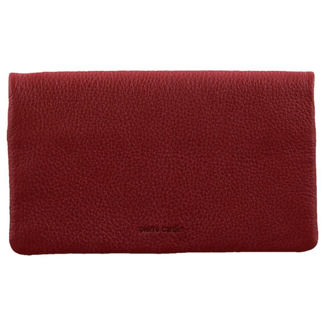 V563-PC-10842-RED-174096-00 Pierre Cardin Ladies Womens Genuine Leather Bi-Fold RFID Purse Wallet - Red - Image 1