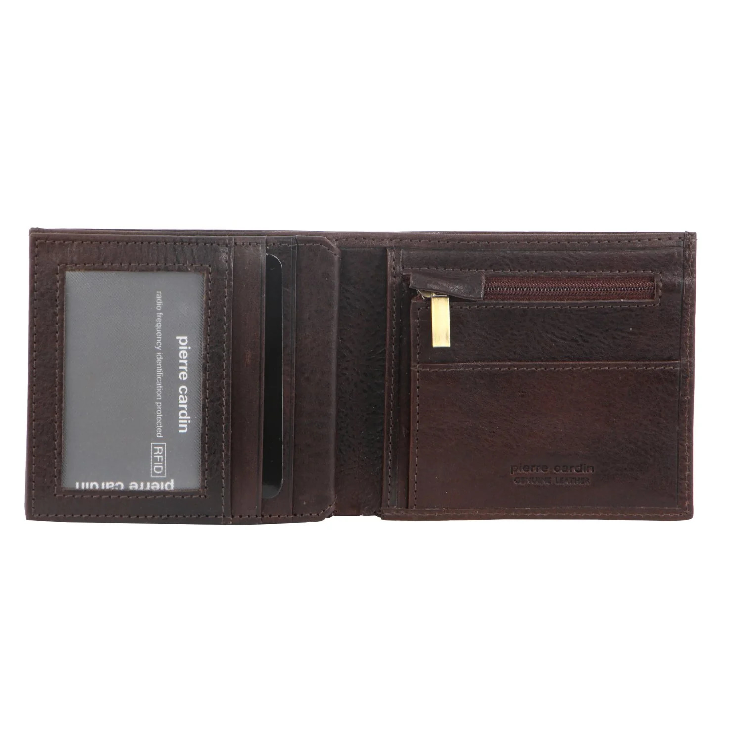 V563-PC-8781-CHOCOLATE-150255-00 Pierre Cardin Mens Wallet Tri Fold Leather w/ RFID Protection - Chocolate - Image 1