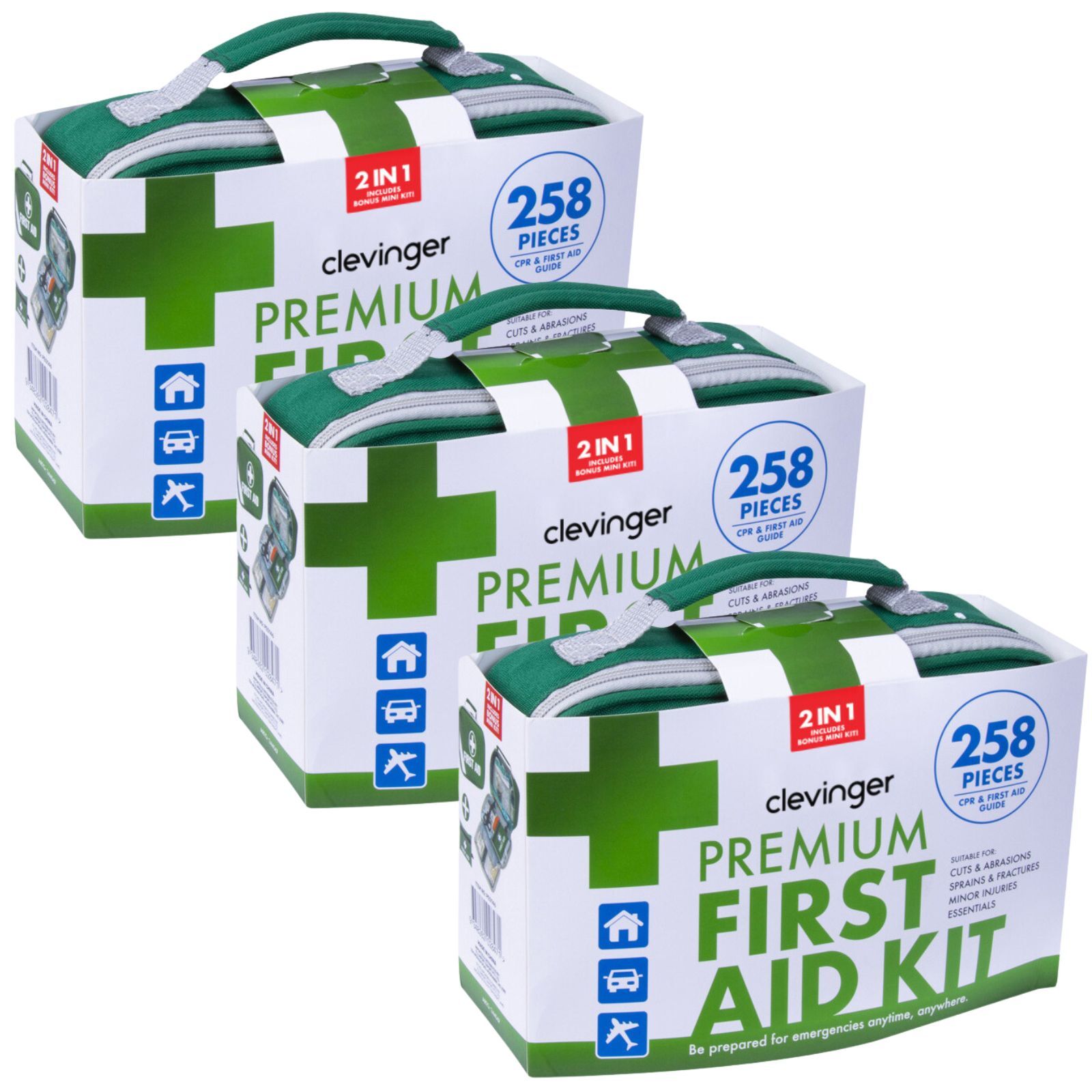 V563-PE0257-3X-215804-00 3x 258pcs Premium First Aid Kit Medical Travel Set Emergency Family Safety - Image 1
