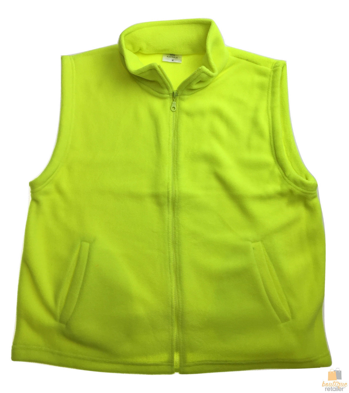V563-PLAINHIVIS-FLUROYELLOW-L-202503051646-00 PLAIN HI VIS Polar Fleece Vest Full Zip Safety Workwear High Visibility Fleecy - Fluro Yellow - L - Image 1