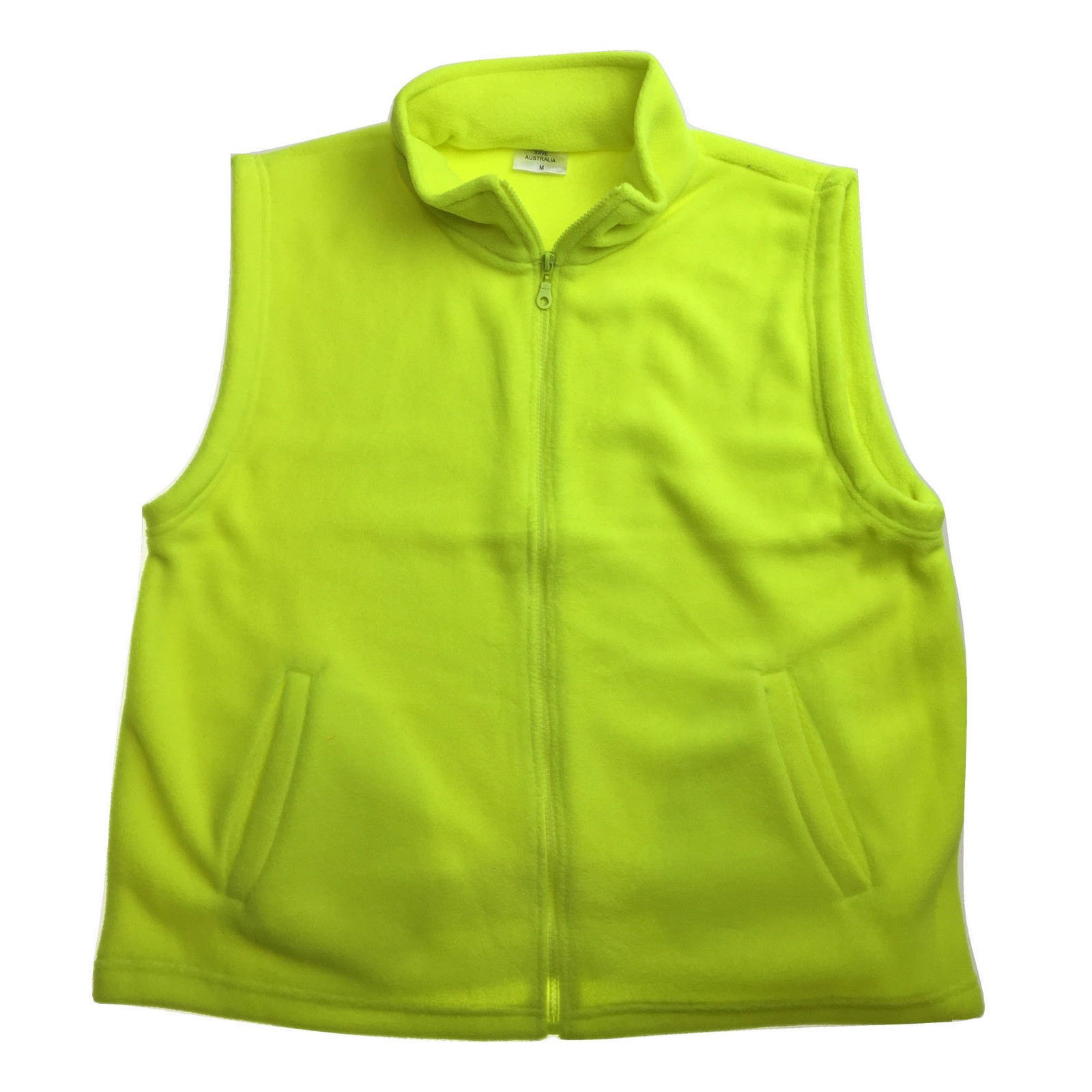 V563-PLAINHIVIS-FLUROYELLOW-XL-202503051646-00 PLAIN HI VIS Polar Fleece Vest Full Zip Safety Workwear High Visibility Fleecy - Fluro Yellow - XL - Image 1